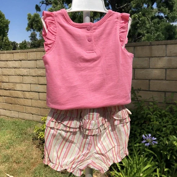 NWT 24 Month Embroidered Flower Butterfly Tee Striped Panty Toddler Infant Girls - Picture 7 of 10